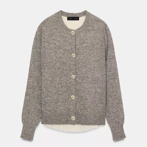 Zara Gray Button-Up Cardigan
